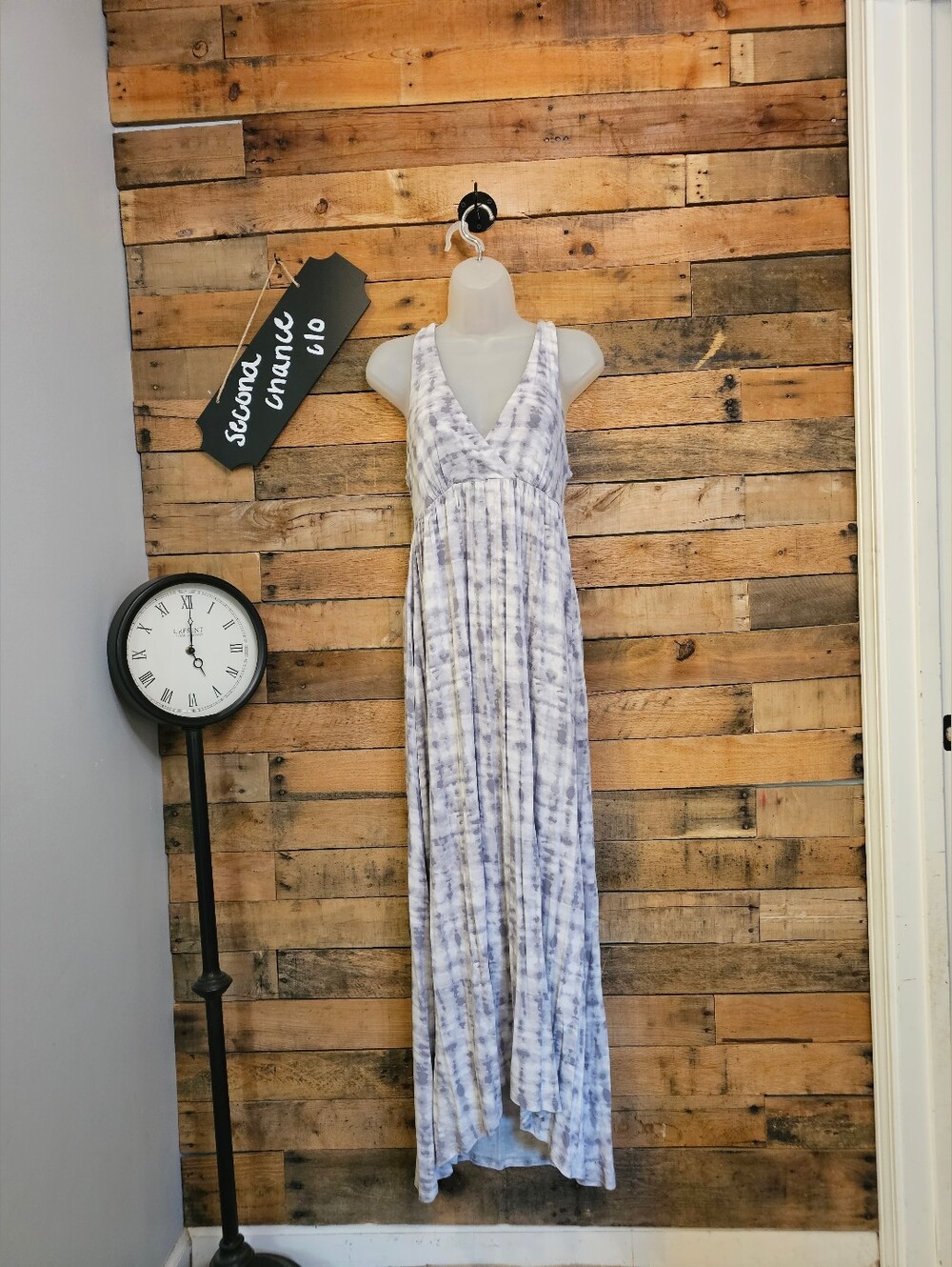 Cynthia Rowley Women's Gray White Tie-Dye High Low Maxi Dress Size Small - Picture 1 of 12